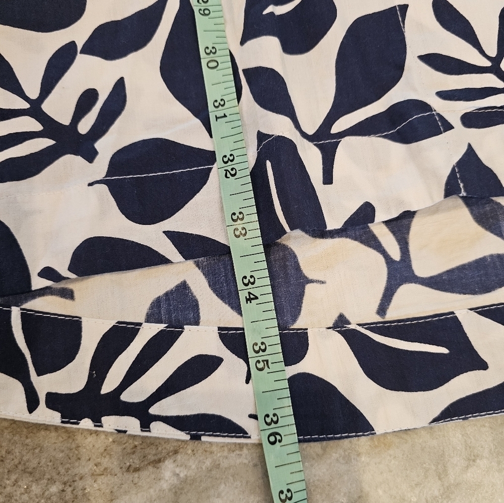 KikiSol Navy Leaf Print Cotton Zip Front Tunic Jacket Size XL Lightweight Boho R - Picture 11 of 12